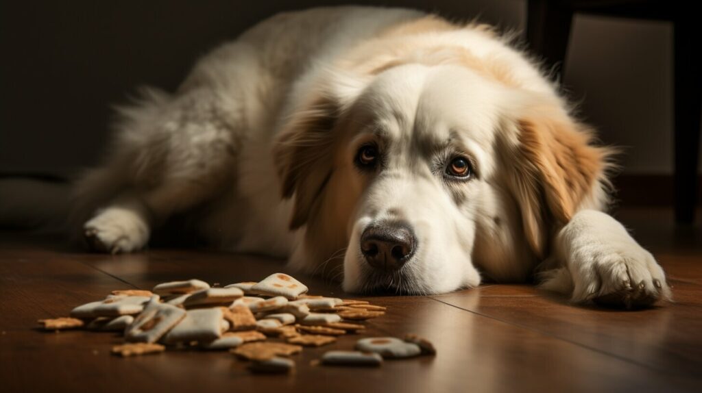 Great Pyrenees laying on floor