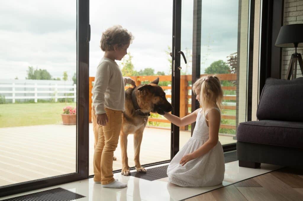 German Shepherd with children